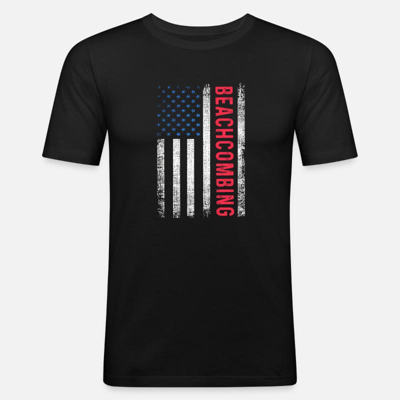 Beachcombing - Männer Slim Fit T-Shirt - Schwarz