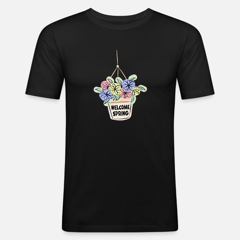 Welcome Spring - Männer Slim Fit T-Shirt - Schwarz