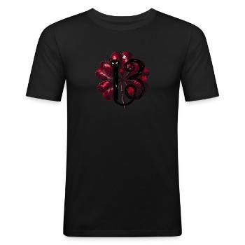 Black Cat, Red Heart - Men's Slim Fit T-Shirt - black - Front - Nik (191cm)
