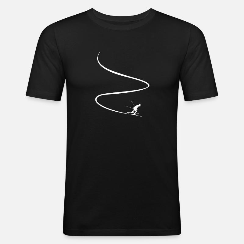 Skipiste - Männer Slim Fit T-Shirt - Schwarz
