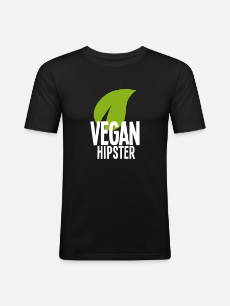 Vegan Hipster - Men's Slim Fit T-Shirt - black