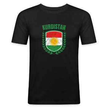 Kurdistan - Männer Slim Fit T-Shirt - Schwarz - Vorne - Nik (191cm)