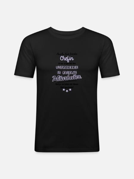 Beste Chefin v - Männer Slim Fit T-Shirt - Schwarz