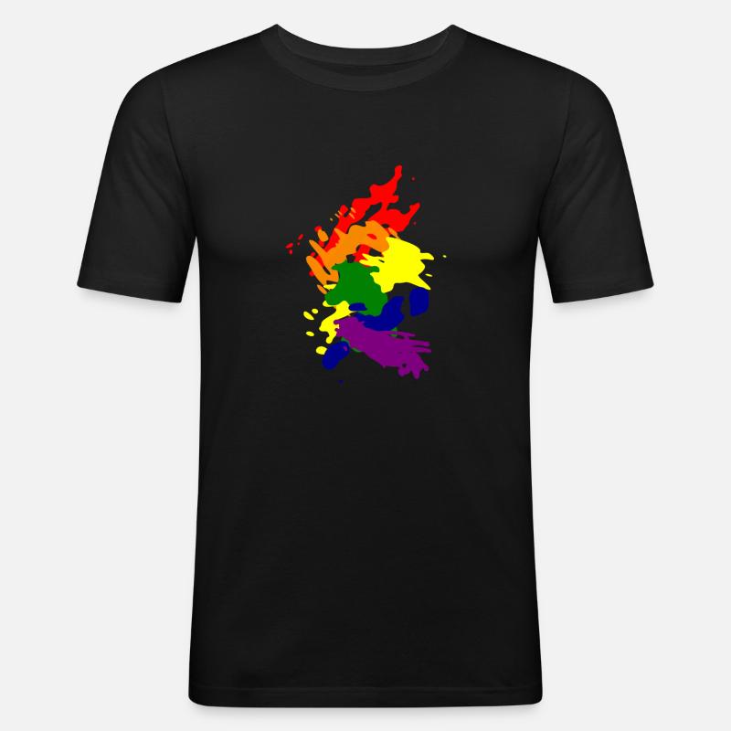 regenbogen - Männer Slim Fit T-Shirt - Schwarz