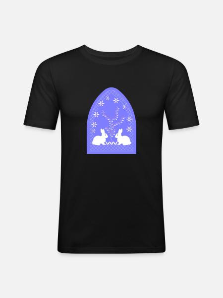 Les lapins dans le jardin - T-shirt près du corps Homme - noir