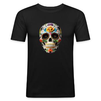 Zucker-Schädel Schädel | Schädel | Schädel - Männer Slim Fit T-Shirt - Schwarz - Vorne - Nik (191cm)
