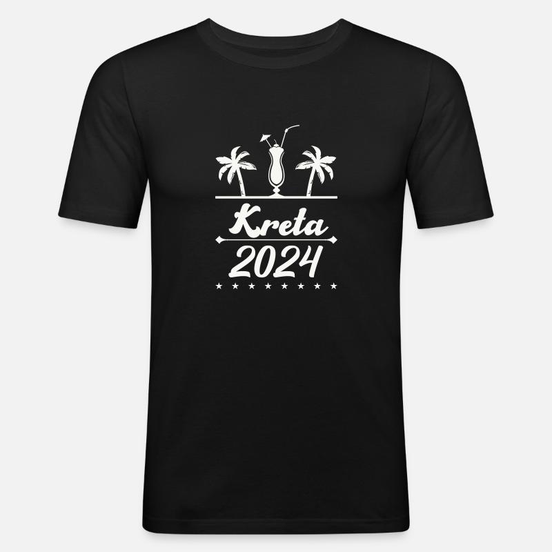 kreta 2024 - Männer Slim Fit T-Shirt - Schwarz