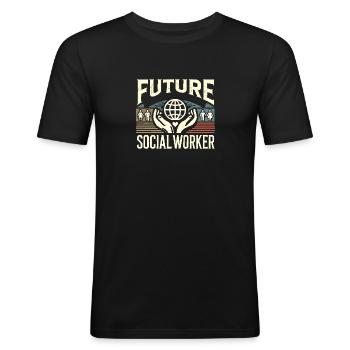 Zukünftige Sozialarbeiterin - Männer Slim Fit T-Shirt - Schwarz - Vorne - Nik (191cm)