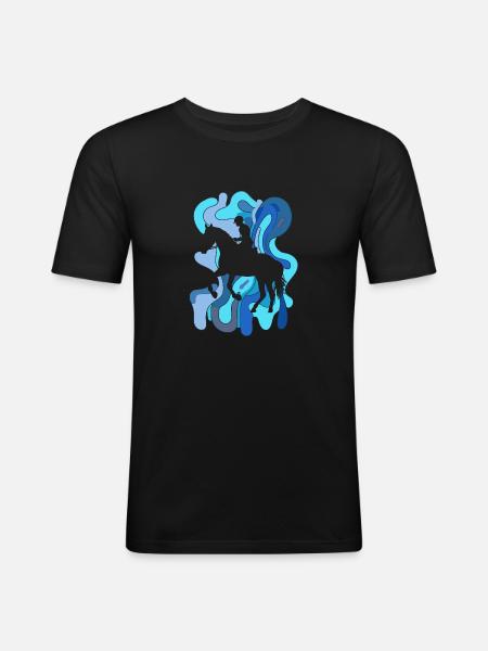 Pferd Pferdesport - Männer Slim Fit T-Shirt - Schwarz