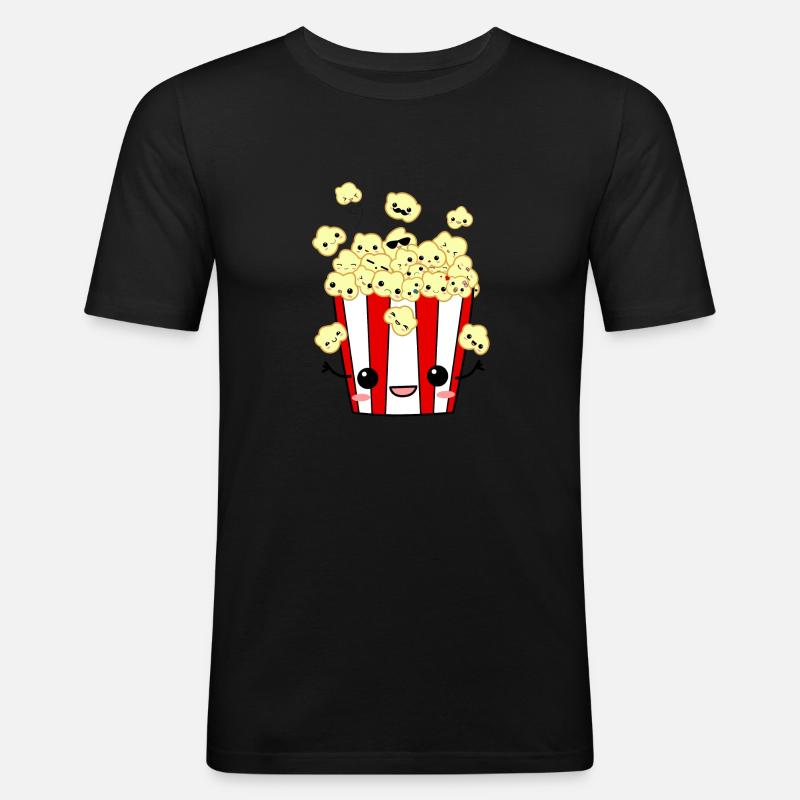 PopCorn - Männer Slim Fit T-Shirt - Schwarz