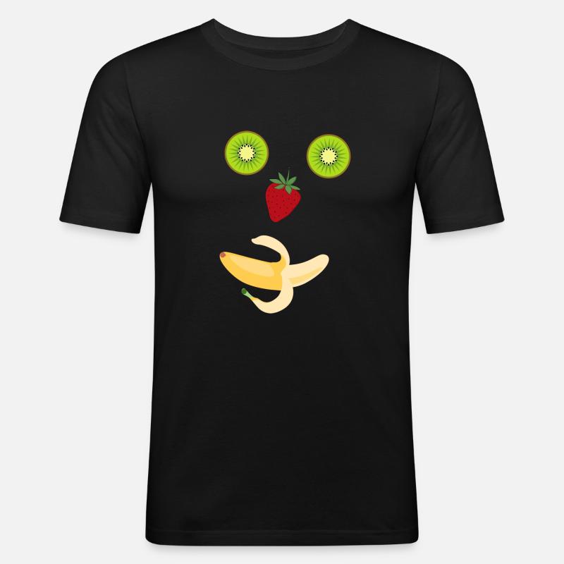 fruity face - Männer Slim Fit T-Shirt - Schwarz