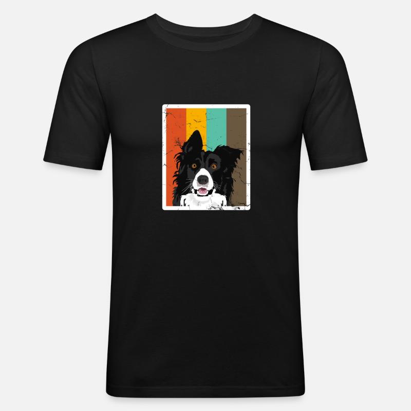 Border Collie - Männer Slim Fit T-Shirt - Schwarz
