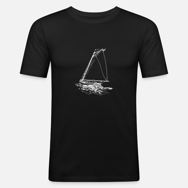 Segelschiff - Männer Slim Fit T-Shirt - Schwarz