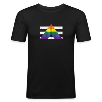 Drapeau de fierté gay allié LGBT pour hétéro - T-shirt près du corps Homme - noir - Devant - Nik (191cm)
