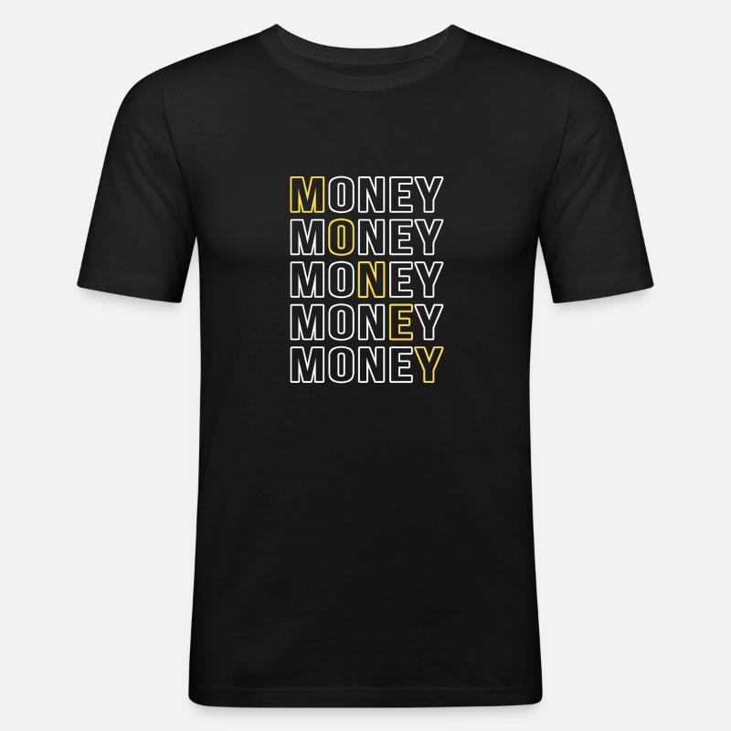 Geld - Männer Slim Fit T-Shirt - Schwarz