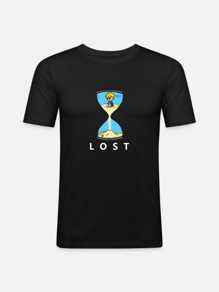 lost1 - Männer Slim Fit T-Shirt - Schwarz