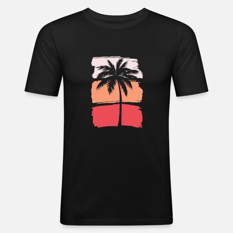 Palme Silhouette - Männer Slim Fit T-Shirt - Schwarz
