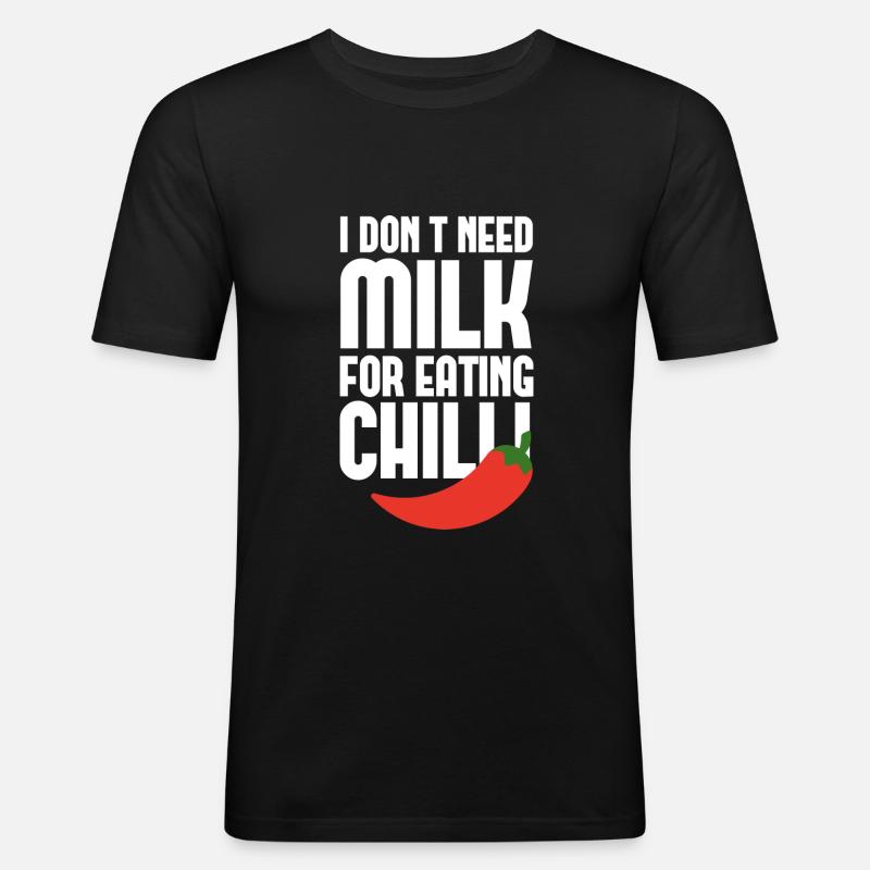 Milch vs Chili - Männer Slim Fit T-Shirt - Schwarz
