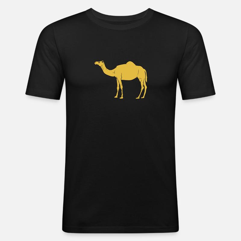Kamel / Dromedar - seitliche Ansicht - Männer Slim Fit T-Shirt - Schwarz