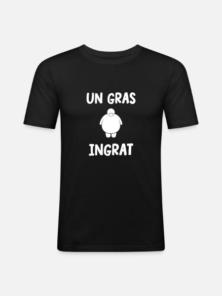 un gras ingrat - T-shirt près du corps Homme - noir