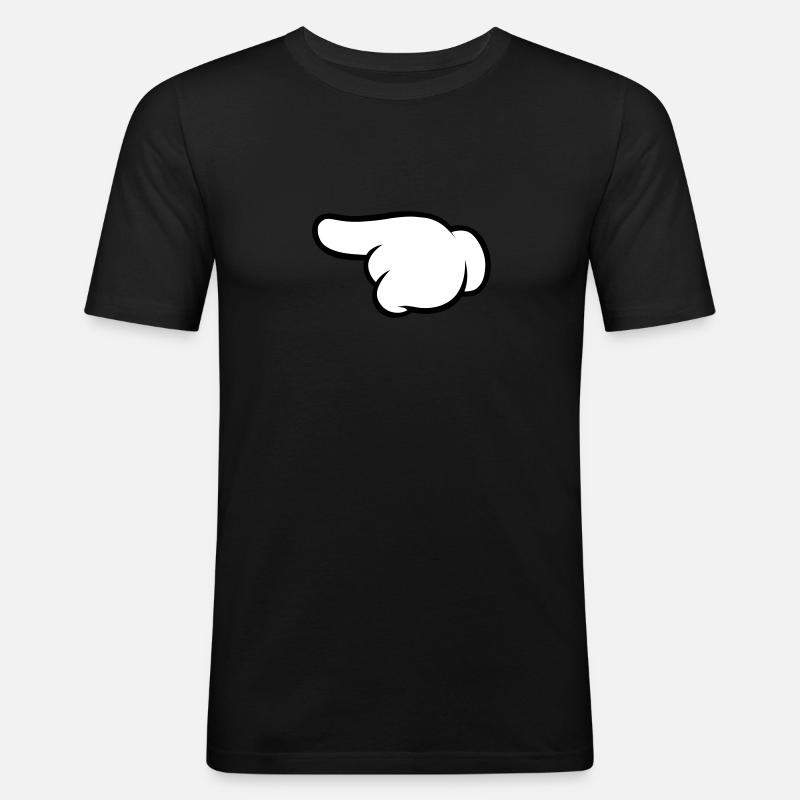 Comic Hand Pointing (Left) - Männer Slim Fit T-Shirt - Schwarz