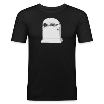 Halloween Grabstein Design - Männer Slim Fit T-Shirt - Schwarz - Vorne - Nik (191cm)