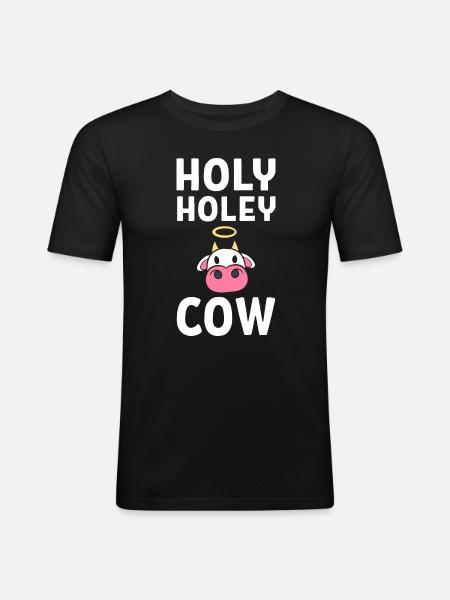 Holy Holey Cow Cowman - Männer Slim Fit T-Shirt - Schwarz