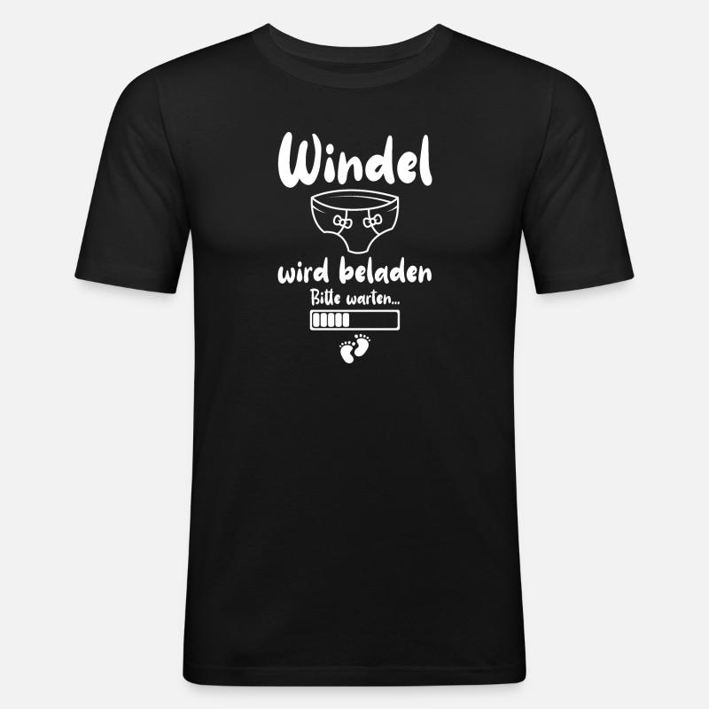Windel Wird Beladen Bitte Warten... - Männer Slim Fit T-Shirt - Schwarz