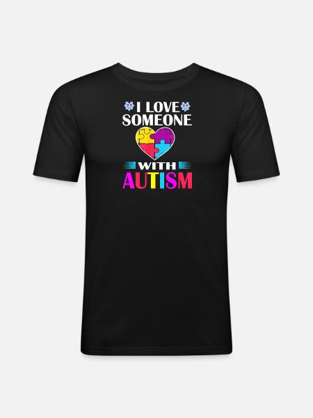 I Love Someone with Autism Awareness - Men's Slim Fit T-Shirt - black