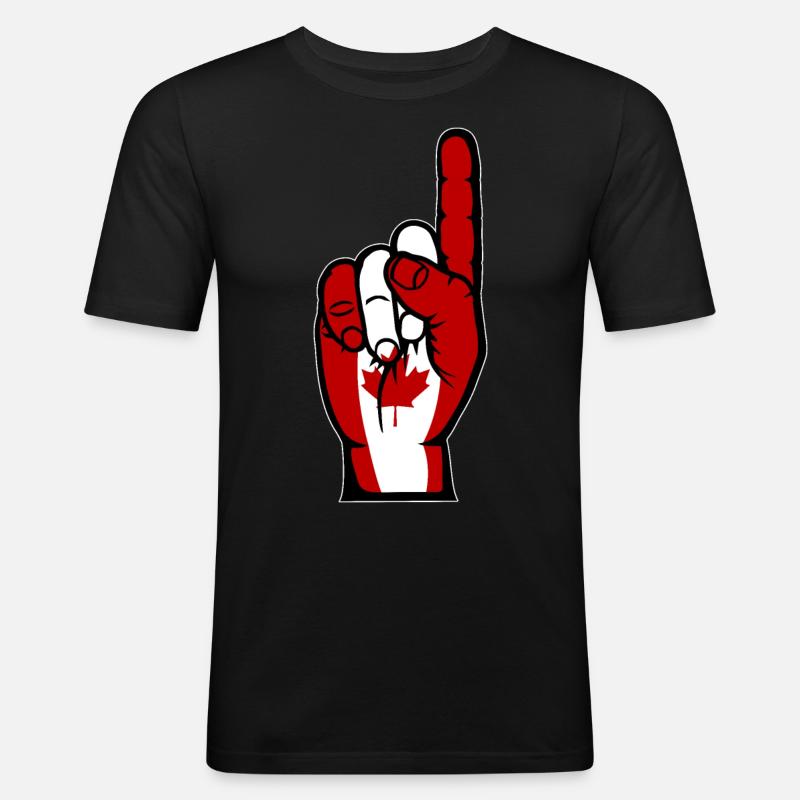 Kanada Flagge Nummer 1 - Männer Slim Fit T-Shirt - Schwarz