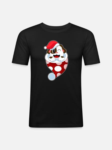 Dog Christmas Christmas Sock - Men's Slim Fit T-Shirt - black