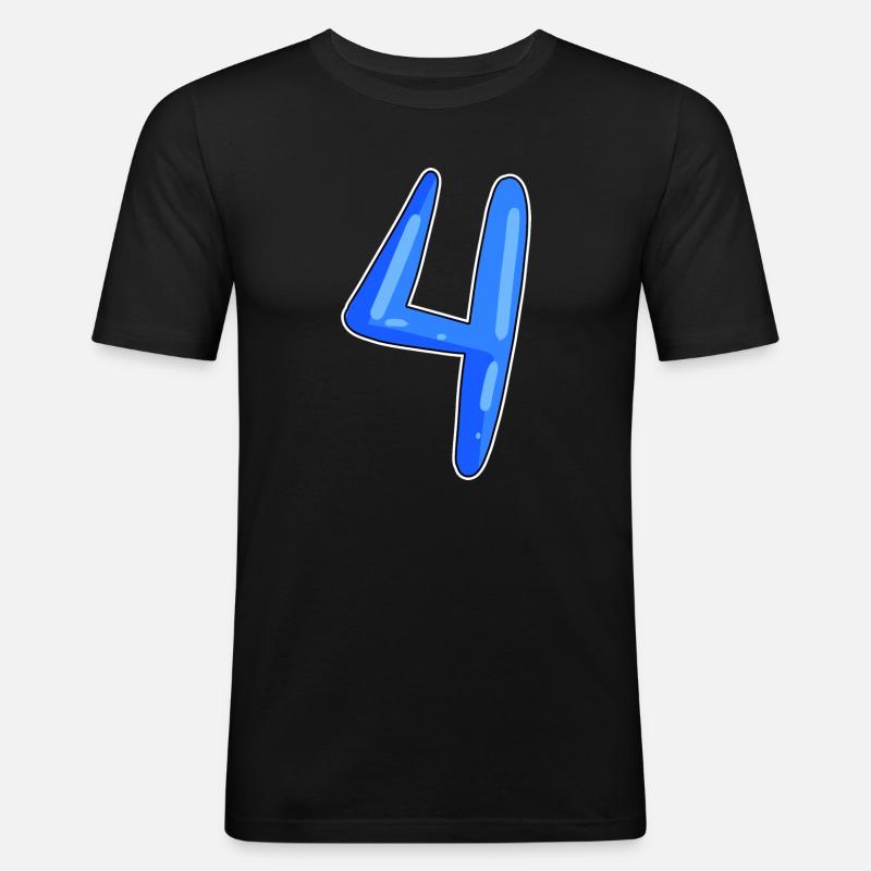 4 - Männer Slim Fit T-Shirt - Schwarz