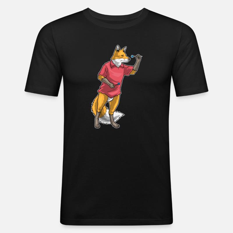 Fuchs Dart Dartpfeil - Männer Slim Fit T-Shirt - Schwarz