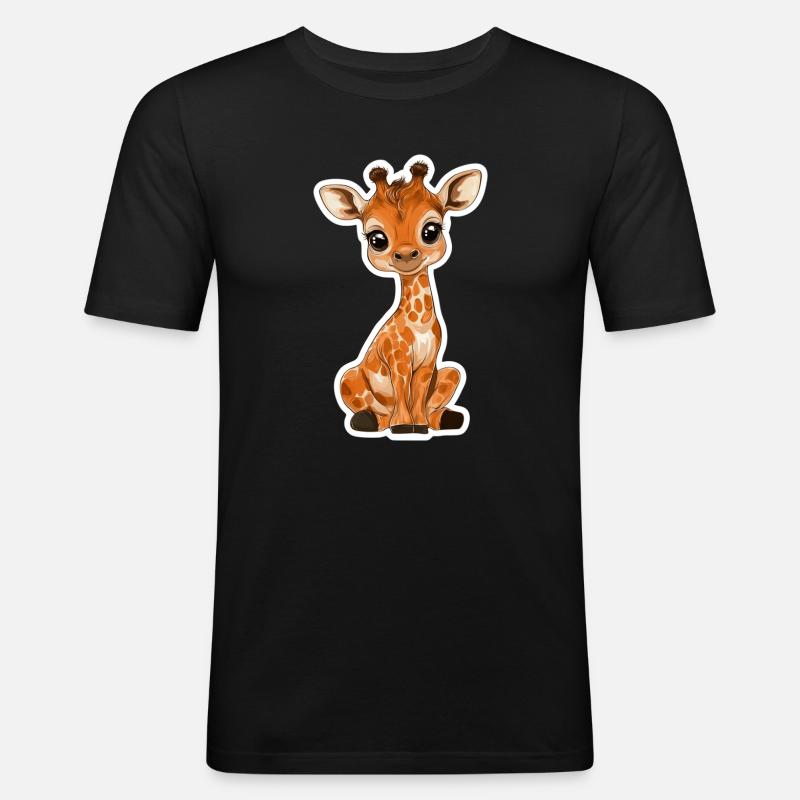 Giraffe - Männer Slim Fit T-Shirt - Schwarz
