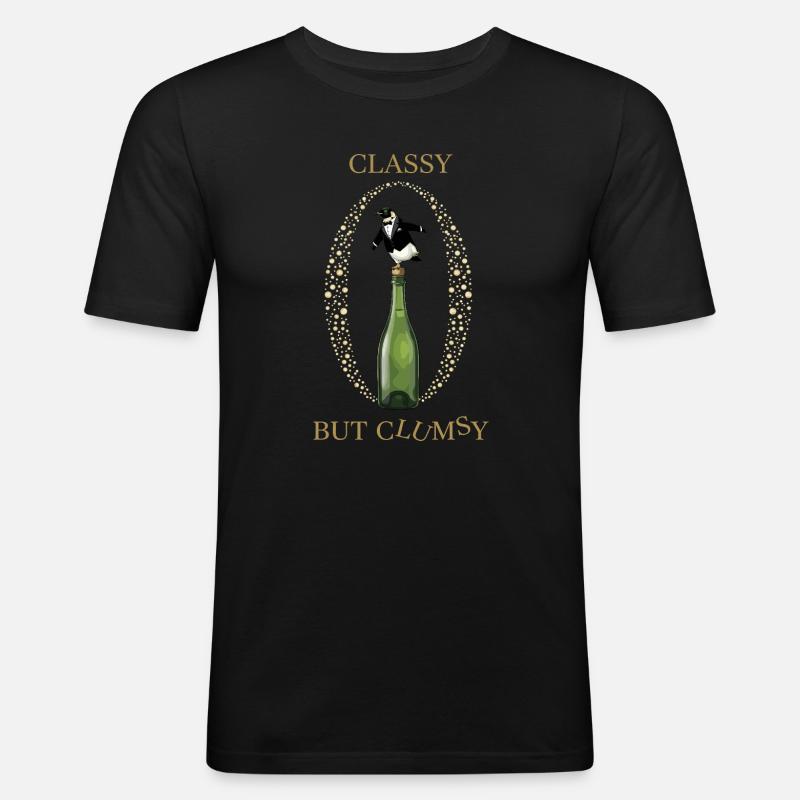 Classy Clumsy Pinguin - Männer Slim Fit T-Shirt - Schwarz