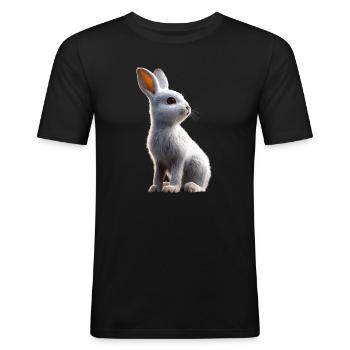 Mountain Rabbit Arctic Hare Albino Rabbit White Rabbit - Men's Slim Fit T-Shirt - black - Front - Nik (191cm)