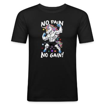 Licorne puissante, sans douleur, sans gain de forme - T-shirt près du corps Homme - noir - Devant - Nik (191cm)
