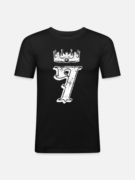 7 Couronne de numéros - T-shirt près du corps Homme - noir