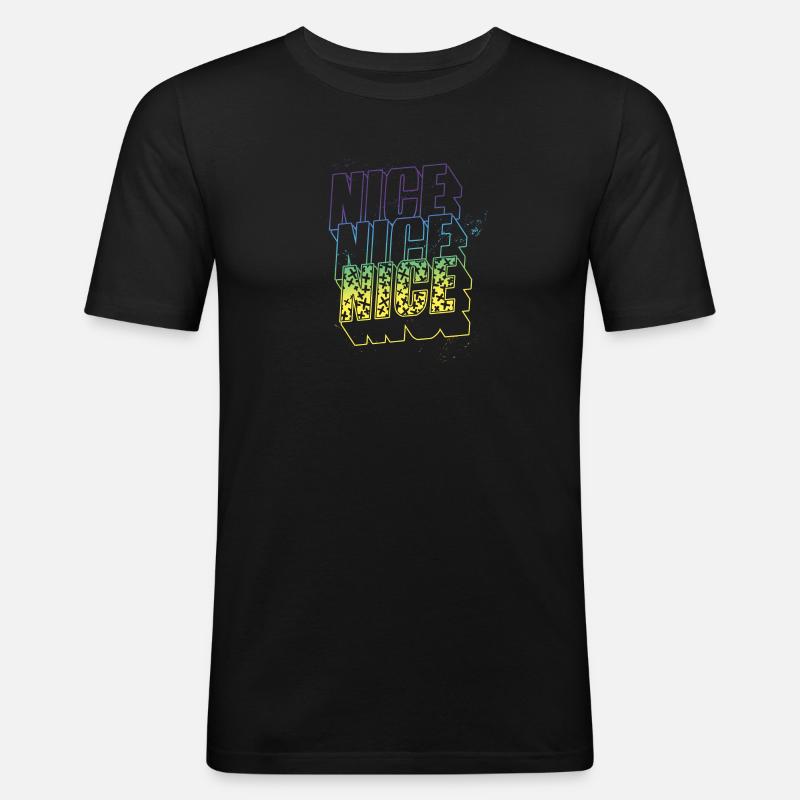 Nice - Männer Slim Fit T-Shirt - Schwarz