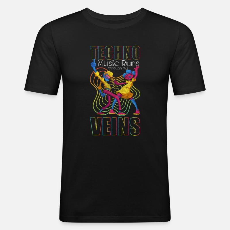 Techno Dj Minimal - Männer Slim Fit T-Shirt - Schwarz