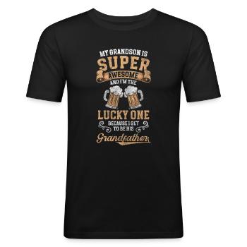 Großeltern Enkelkind - Männer Slim Fit T-Shirt - Schwarz - Vorne - Nik (191cm)