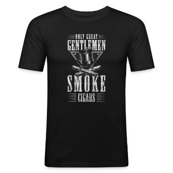 Pause cigarette Addict - T-shirt près du corps Homme - noir - Devant - Nik (191cm)