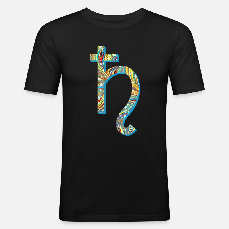 saturn e 201 - Männer Slim Fit T-Shirt - Schwarz
