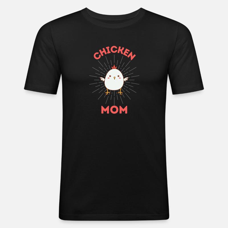 Chicken Mom - Männer Slim Fit T-Shirt - Schwarz