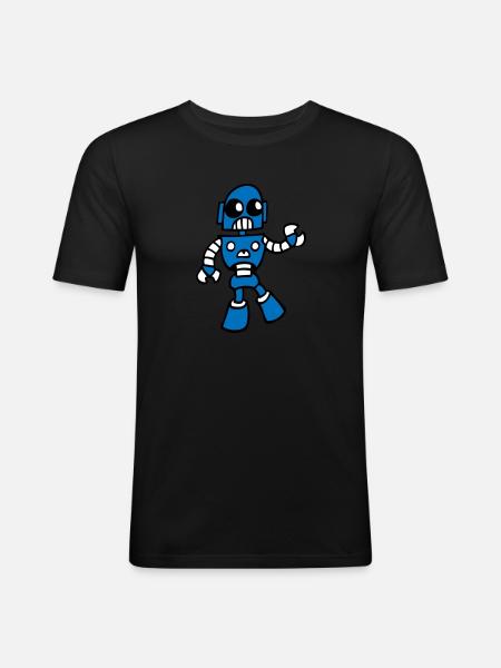 KI-Roboter - Männer Slim Fit T-Shirt - Schwarz