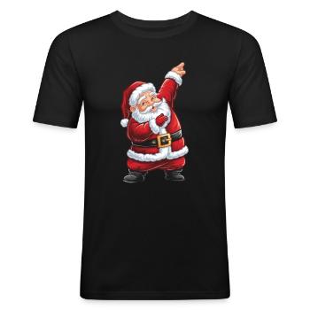Dabbing Nikolaus Santa Claus Applaus Beifall - Männer Slim Fit T-Shirt - Schwarz - Vorne - Nik (191cm)