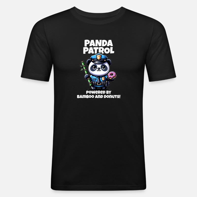 Polizei Panda - Männer Slim Fit T-Shirt - Schwarz