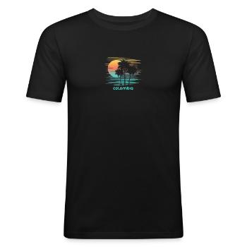 Kolumbien Stilvoller Souvenirurlaub - Männer Slim Fit T-Shirt - Schwarz - Vorne - Nik (191cm)