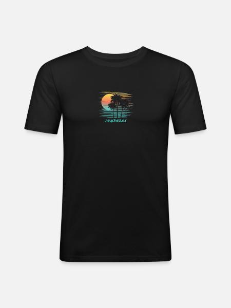 Seychelles Stylish Souvenir Vacation - Men's Slim Fit T-Shirt - black