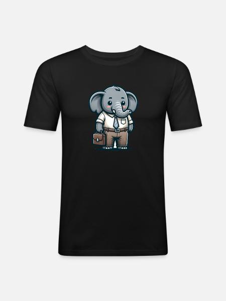 Cute Elephant Teacher - Men's Slim Fit T-Shirt - black